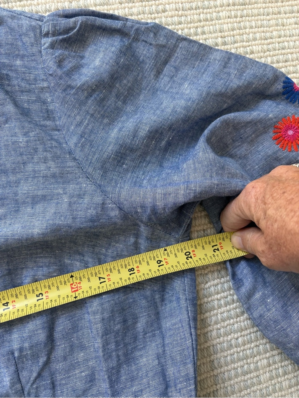 Boden dress NWT US12 Blue Embroidered Button-Front Clara dress linen blend - Picture 10 of 13
